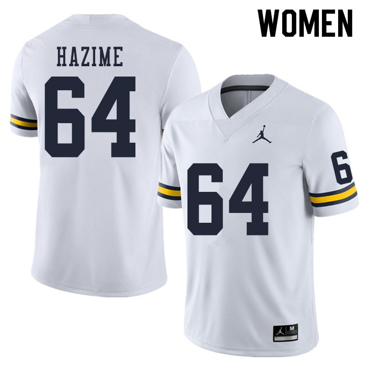 Women #64 Mahdi Hazime Michigan Wolverines College Football Jerseys Sale-White